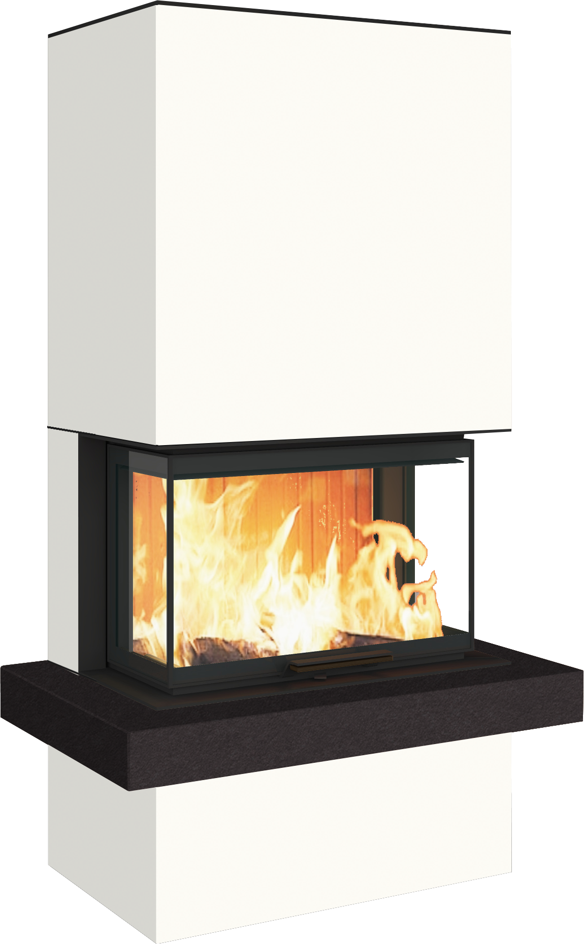 Neocube P24 FLR -Keramik Oberteil und Unterteil Bera Ice FF, Feuertisch Beren Black soft