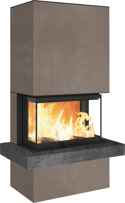 Neocube P24 FLR -Keramik Oberteil und Unterteil Bera Ice FF, Feuertisch Beren Black soft