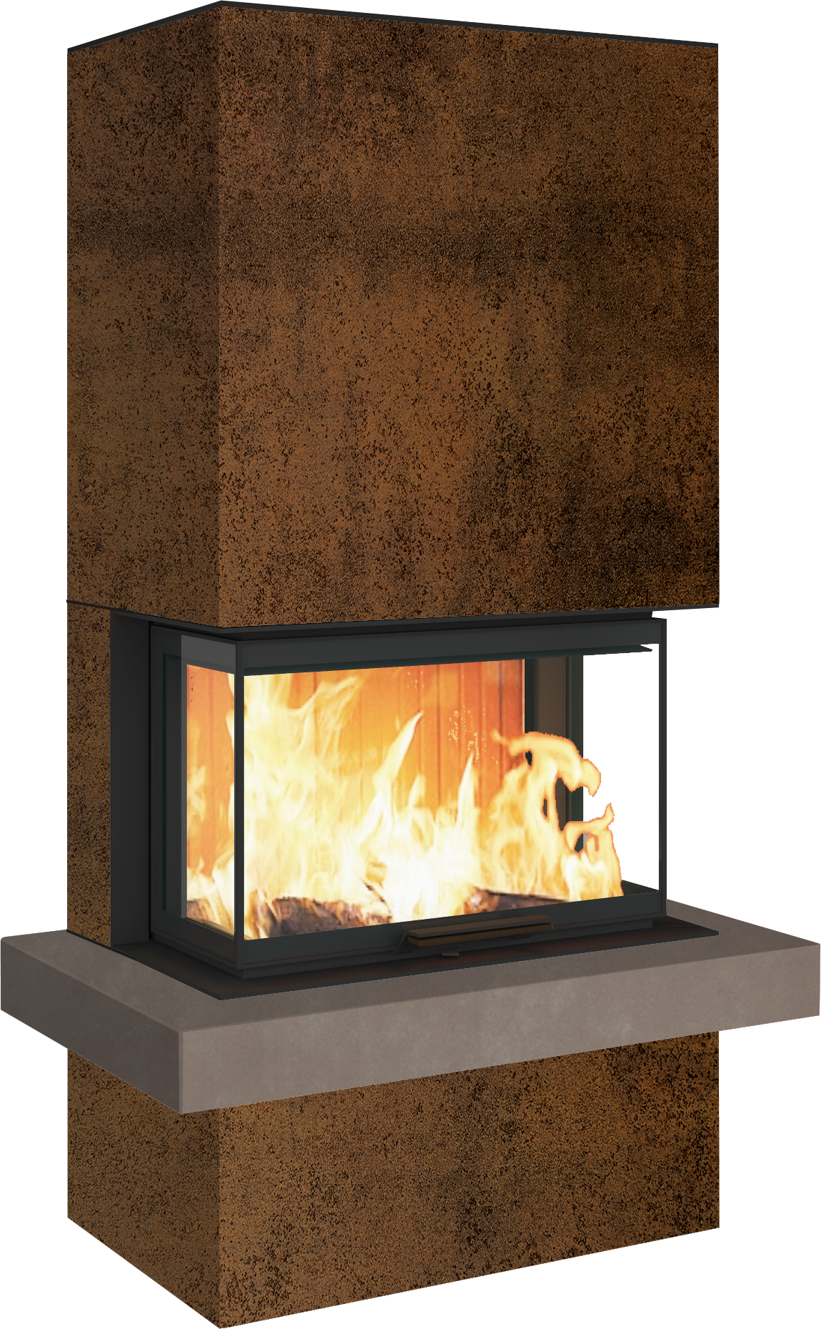 Neocube P24 FLR -Keramik Oberteil und Unterteil Bera Ice FF, Feuertisch Beren Black soft