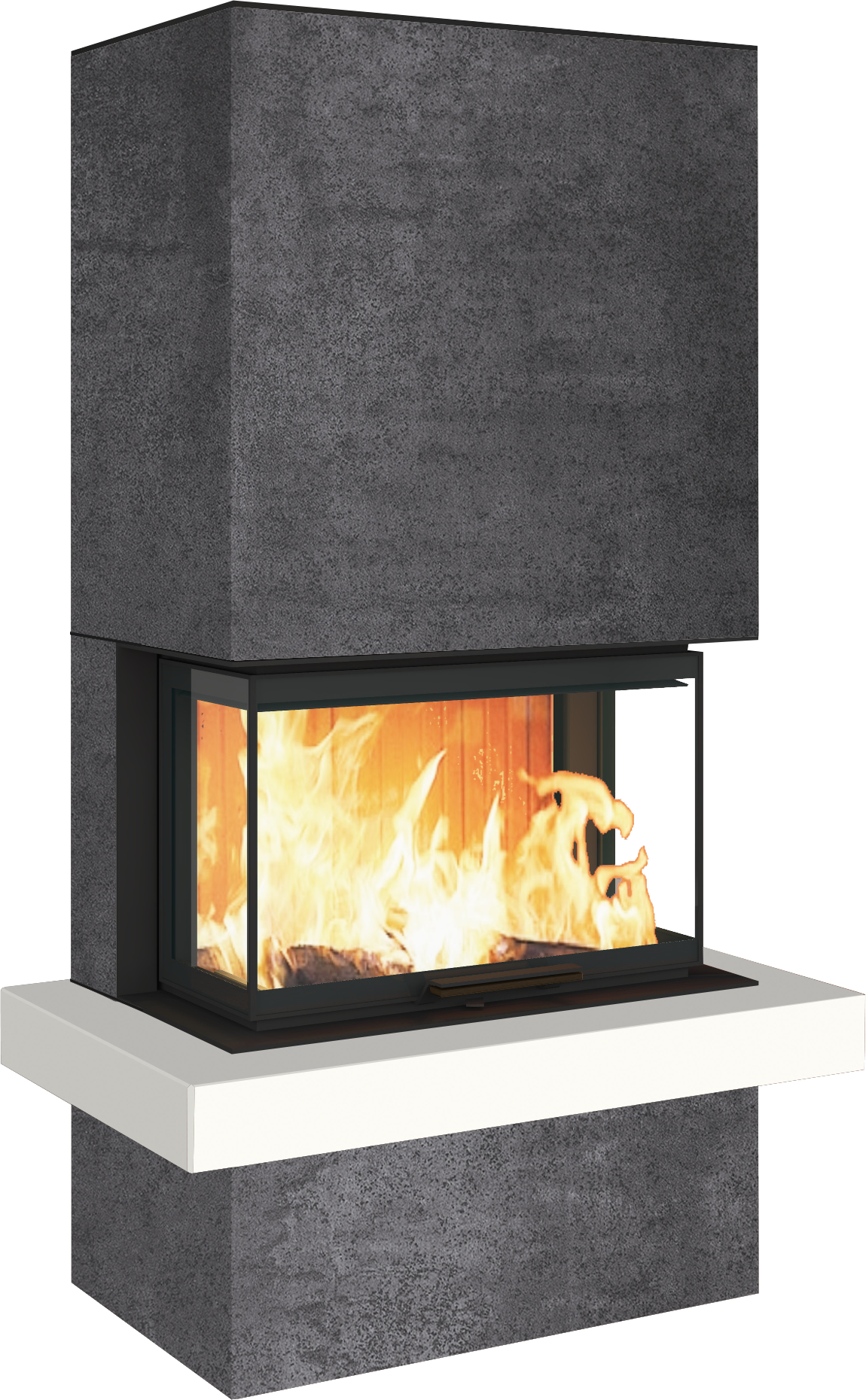 Neocube P24 FLR -Keramik Oberteil und Unterteil Bera Ice FF, Feuertisch Beren Black soft