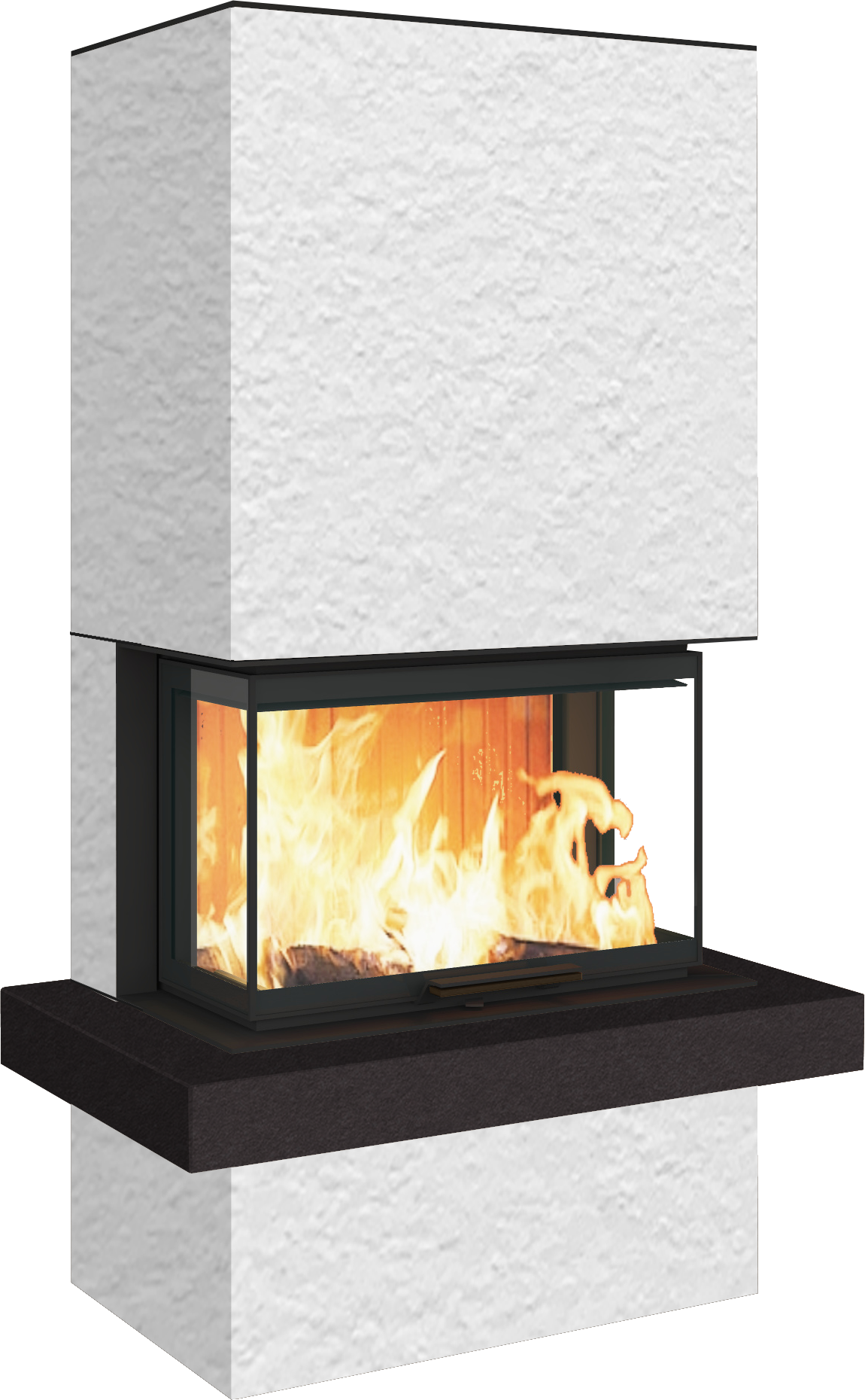 Neocube P24 FLR -Keramik Oberteil und Unterteil Bera Ice FF, Feuertisch Beren Black soft