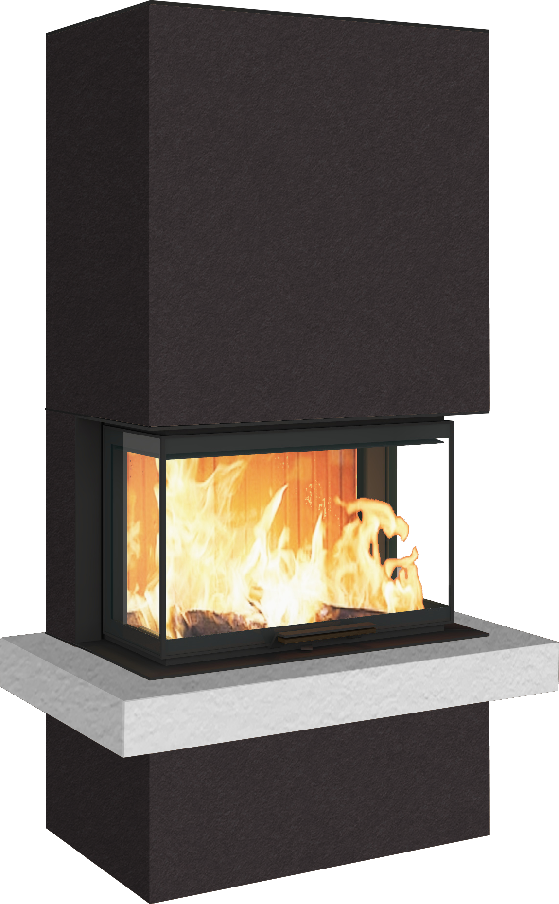 Neocube P24 FLR -Keramik Oberteil und Unterteil Bera Ice FF, Feuertisch Beren Black soft