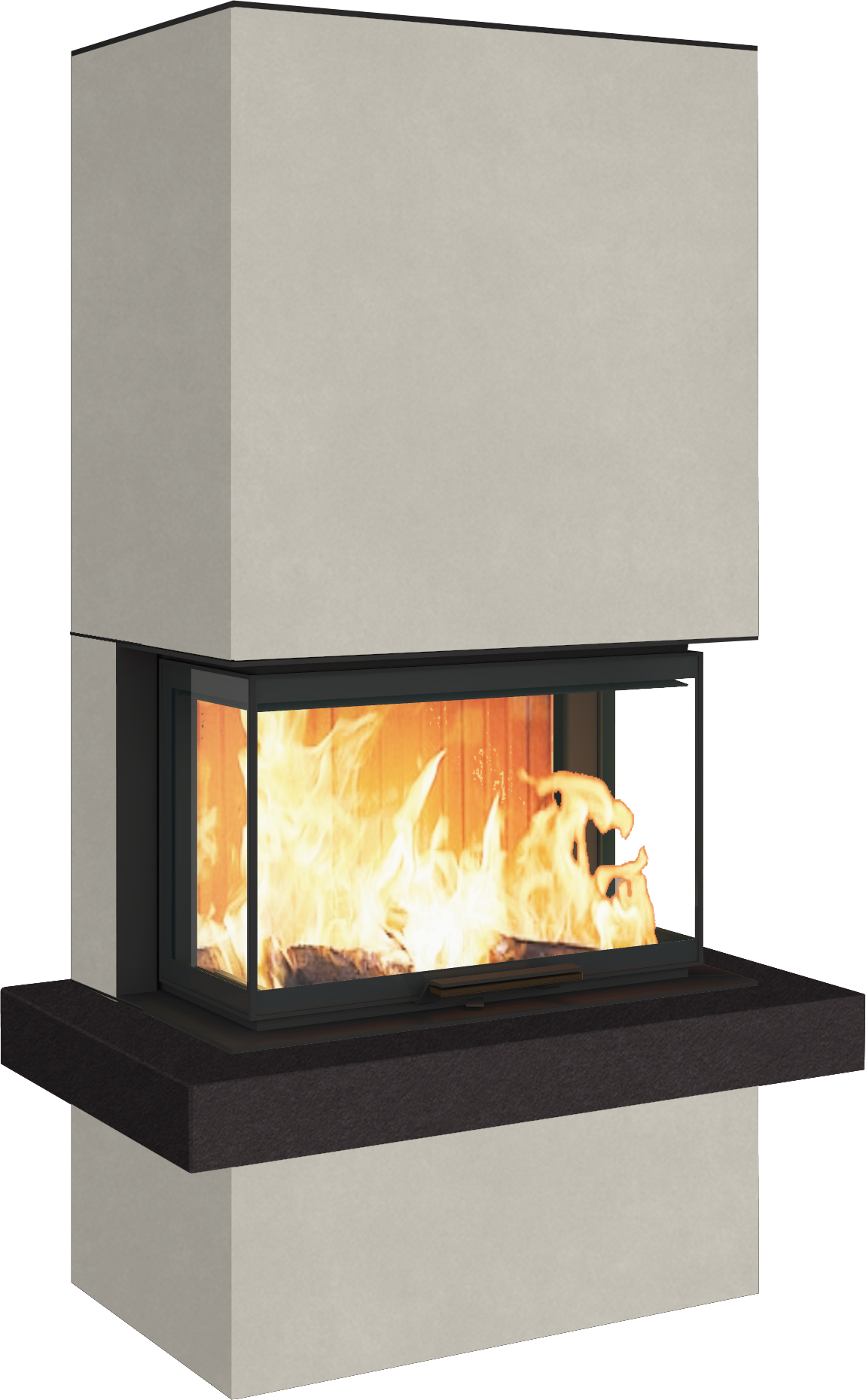 Neocube P24 FLR -Keramik Oberteil und Unterteil Bera Ice FF, Feuertisch Beren Black soft