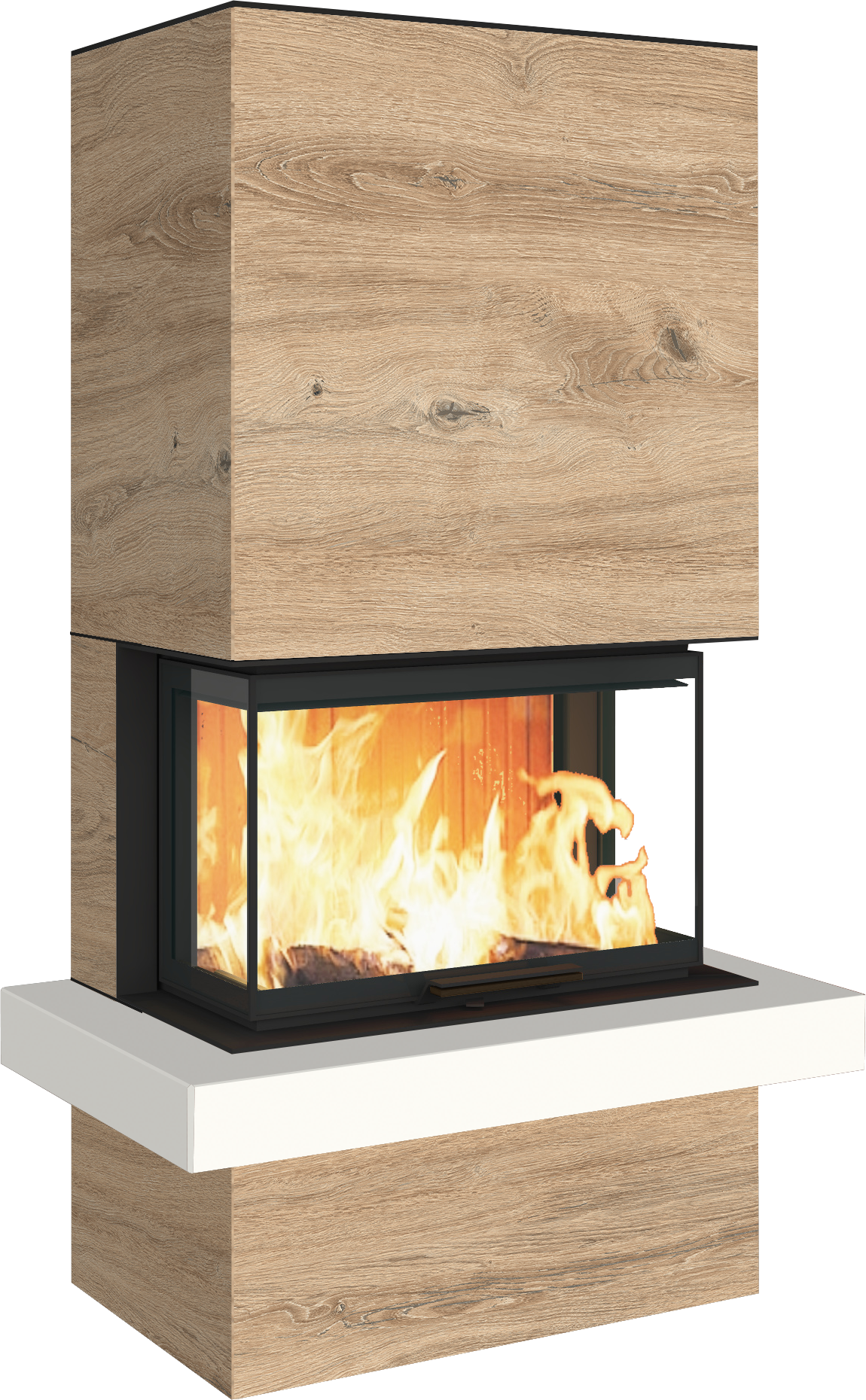 Neocube P24 FLR -Keramik Oberteil und Unterteil Bera Ice FF, Feuertisch Beren Black soft
