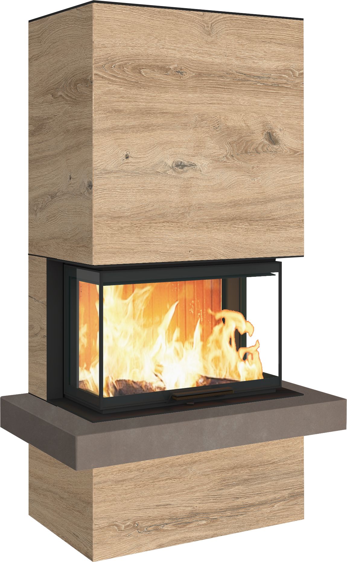 Neocube P24 FLR -Keramik Oberteil und Unterteil Bera Ice FF, Feuertisch Beren Black soft