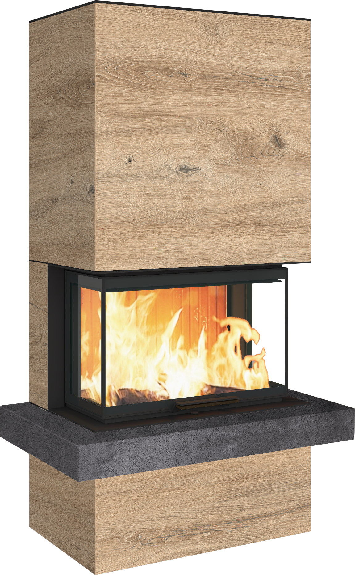 Neocube P24 FLR -Keramik Oberteil und Unterteil Bera Ice FF, Feuertisch Beren Black soft