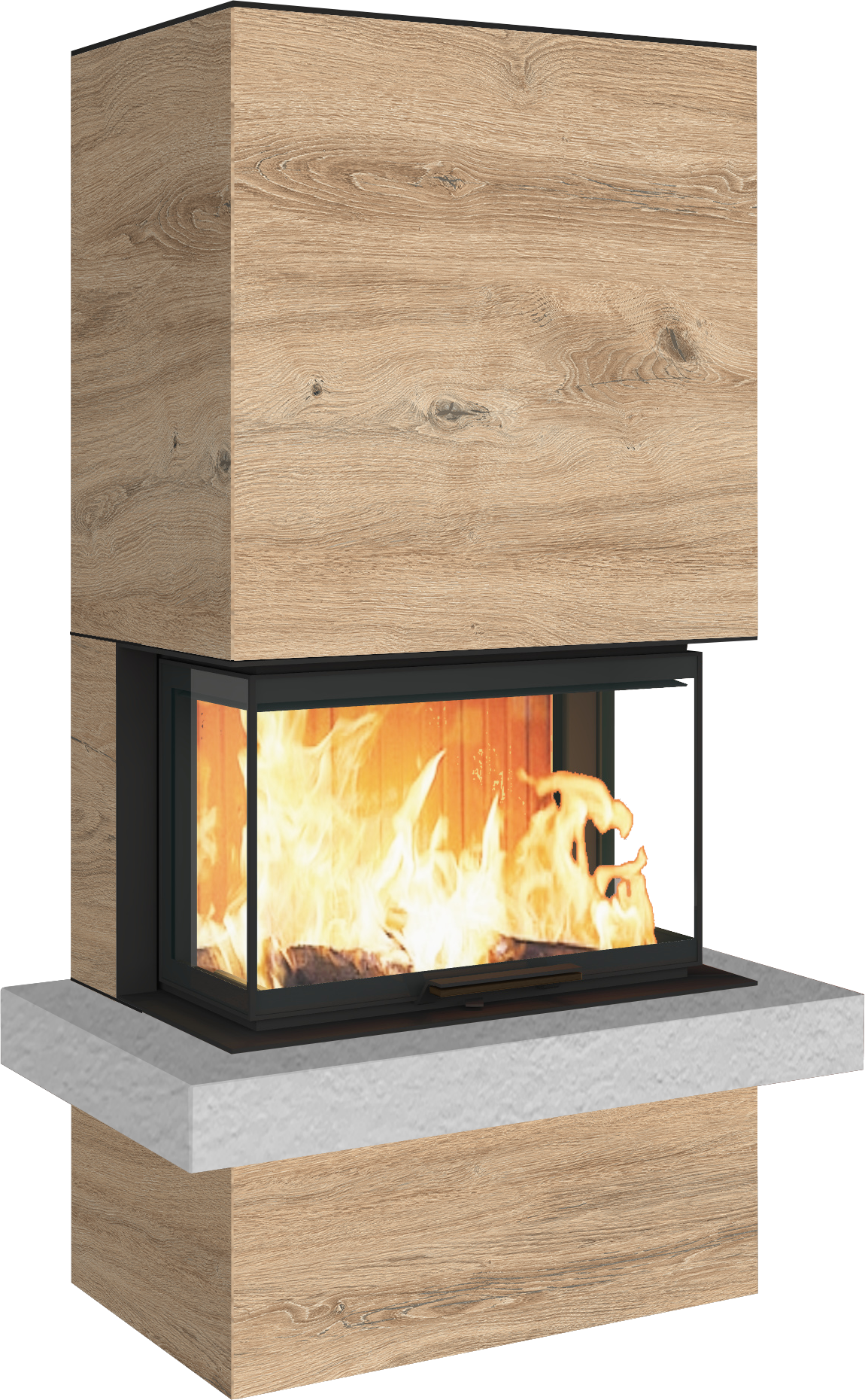 Neocube P24 FLR -Keramik Oberteil und Unterteil Bera Ice FF, Feuertisch Beren Black soft