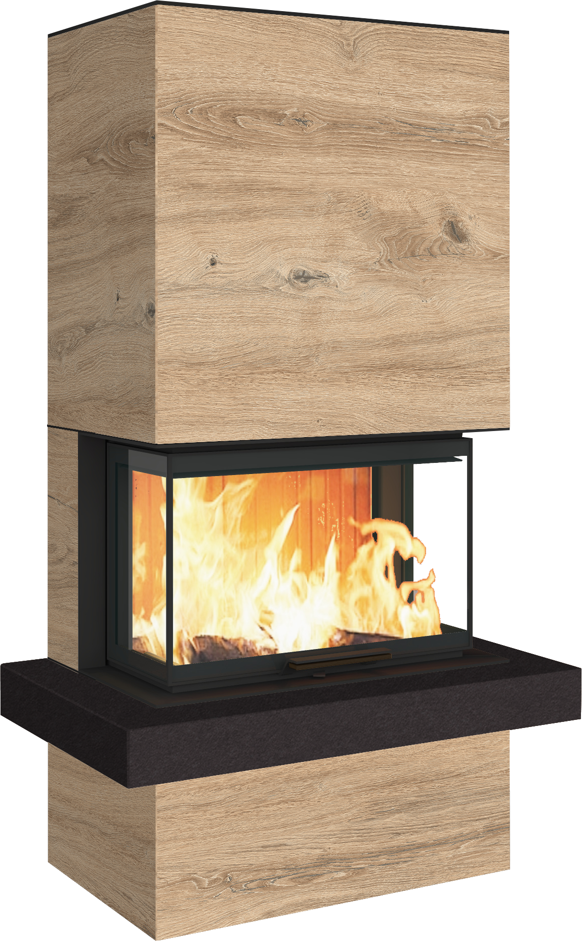 Neocube P24 FLR -Keramik Oberteil und Unterteil Bera Ice FF, Feuertisch Beren Black soft