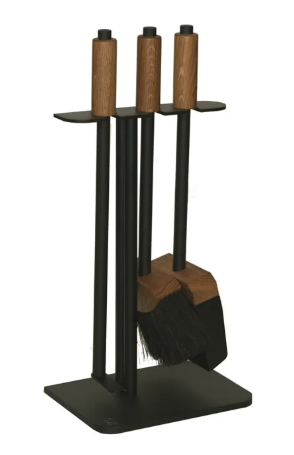 Kaminbesteck Black Boom 3, 3teilig, schwarz, Edelstahl, Nussbaumgriffe