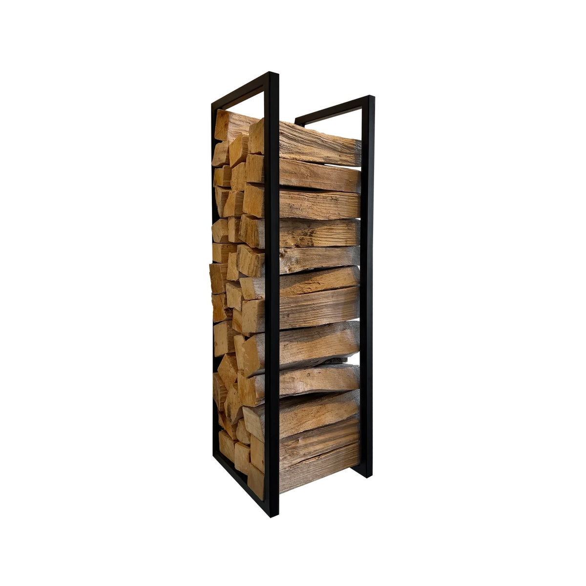 fyrform étagère murale à bûches acier noir, accessoire pour poêle