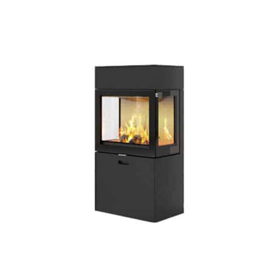 Attika 600 MAX, Stahl schwarz, mit 3 Aufsatzmodule, Seitenfenster und Seitenbank breit
