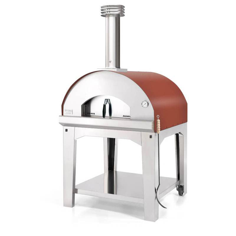 Marinara Pizza- und Brotbackofen 80/80 cm – inkl. Unterbau, Rot
