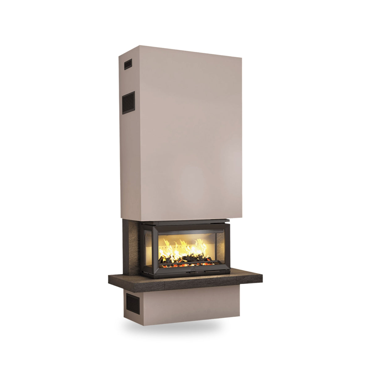 Jotul I 620, Kamineinsatz, Glas vorne, rechts und links, Ansicht 2