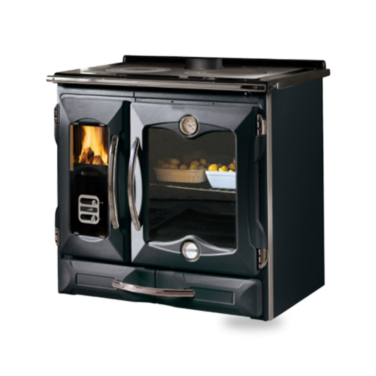 La Nordica Suprema 4.0 Holzherd in Schwarz verglast