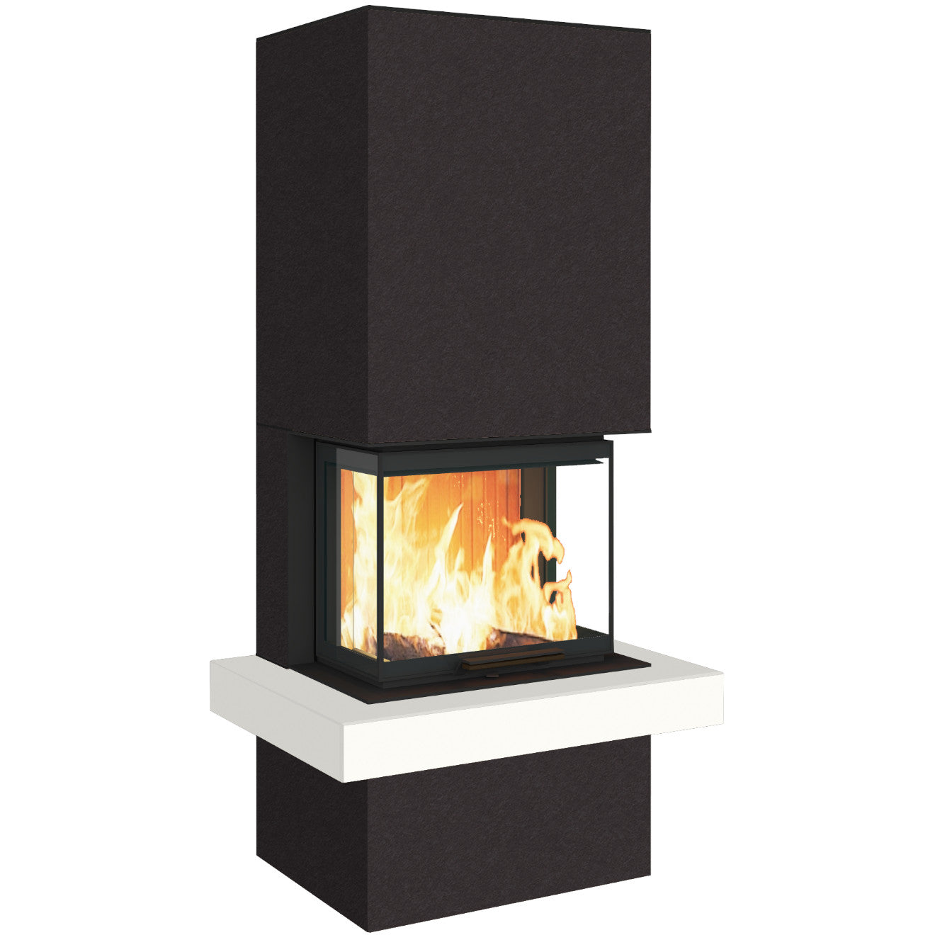 neocube P14 / Ofen: Granito Black - Feuersims: Arctic White