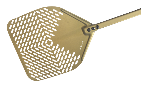 Profi Gold - Pizzaschaufel perforierter und beschichteter Teller eckig 33 cm